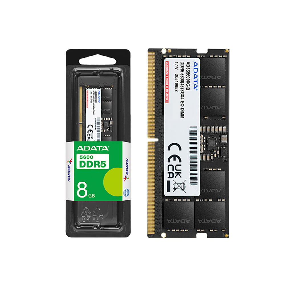 Módulo RAM Adata 8GB DDR5-5600 para PC de Escritorio, SoDIMM con ECC, 262-pin y Garantía Vitalicia
