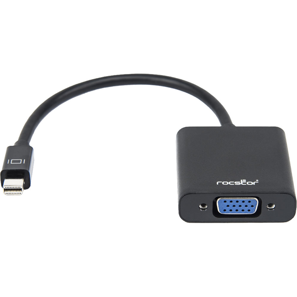 Adaptador Rocstor Mini DisplayPort Macho a VGA Hembra (15 cm, Negro) - Soporta Resoluciones hasta 19