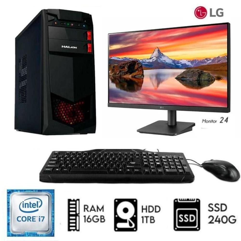 Computadora PC Intel Core i7 3.2ghz RAM 16GB  HDD 1TB   SSD 240GB Monitor 24LG