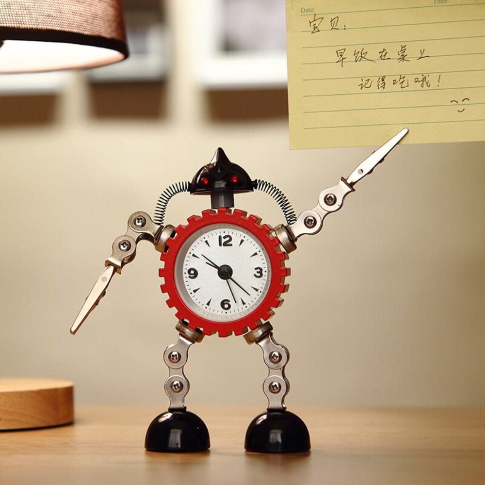 RELOJ ROBOT DE ESCRITORIO ROJO