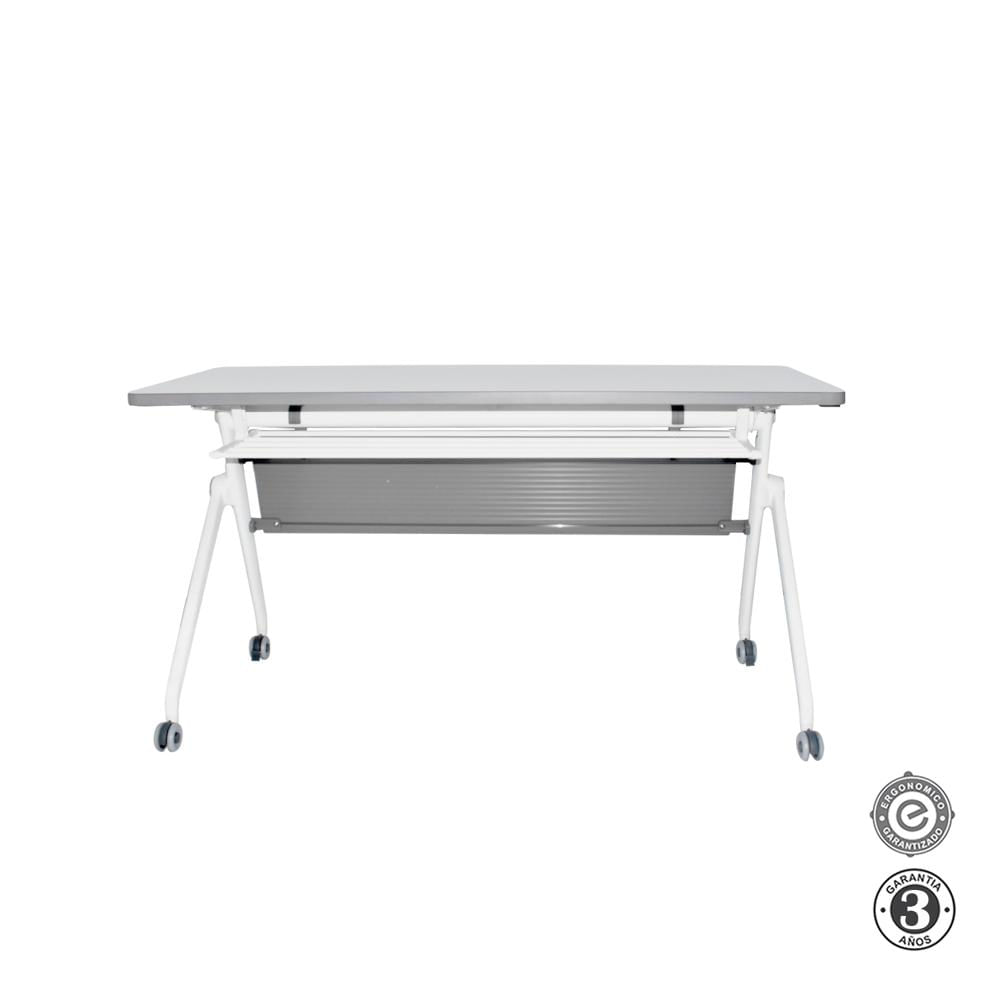 Escritorio Clip Abatible Blanco Y Gris Althea Confort