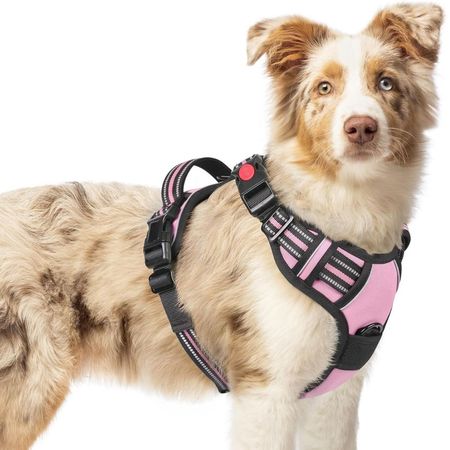 Arnés Ajustable para Perro Talla Medium Antitirones Reflectante con Asa Color Rosado