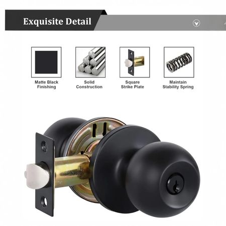 Cerradura de Pomo Principal Negro de bronce macizo premium