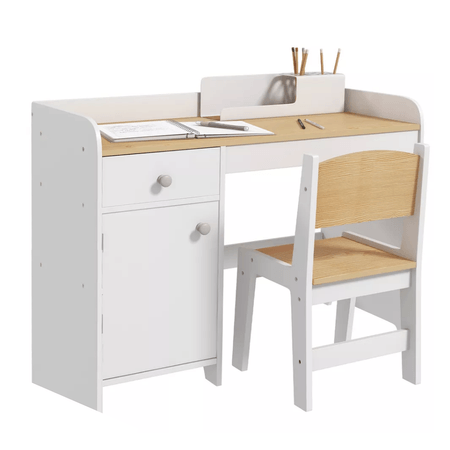 Escritorio Infantil Oishi Blanco y Carvalo - Muebles Bonno