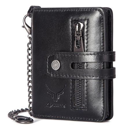 Billetera y Tarjetero De Cuero Vacuno Con RFID BP982 Negro