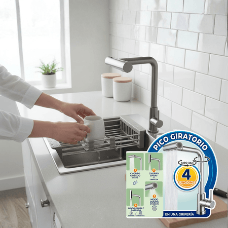 Lavadero de Cocina Combo 5 en 1 Acero Inoxidable 45x45x22 cm