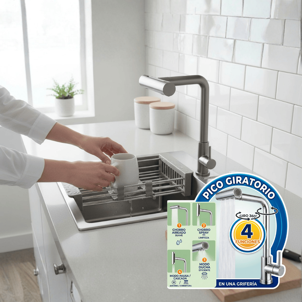 Lavadero de Cocina Combo 5 en 1 Acero Inoxidable 45x45x22 cm