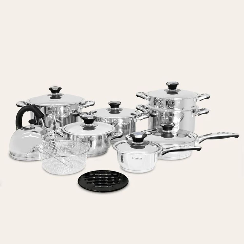 Juego de Ollas de 18 Piezas FINEZZA de Acero Inoxidable FZ-2018LX