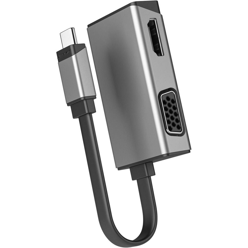 Adaptador ALOGIC MagForce Duo Play 2 en 1 con Cable Host USB-C Integrado, Puertos de Salida de Video