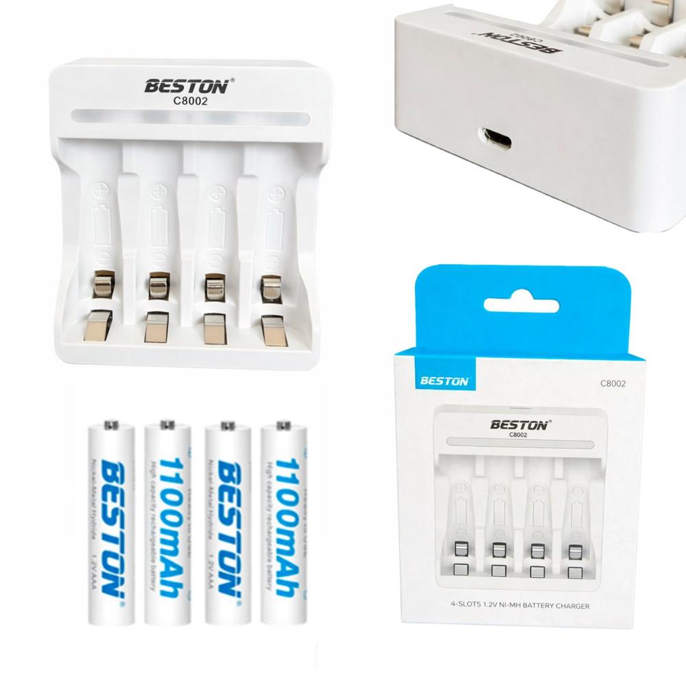 Kit Cargador Inteligente de Pilas mas 4 AAA Ni-MH 4 puestos