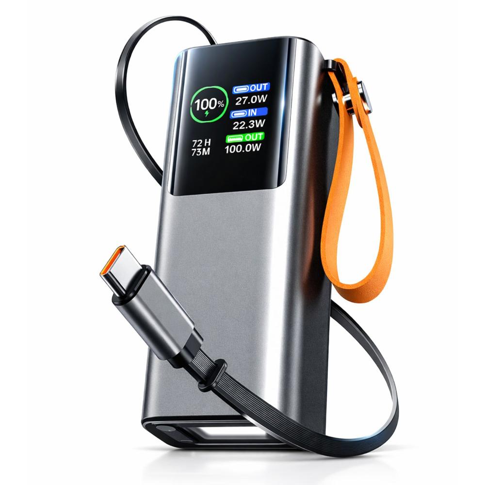 Power Bank 20000mAh 100W Carga Rápida PD para Laptop Celular y Tablet con Pantalla Digital