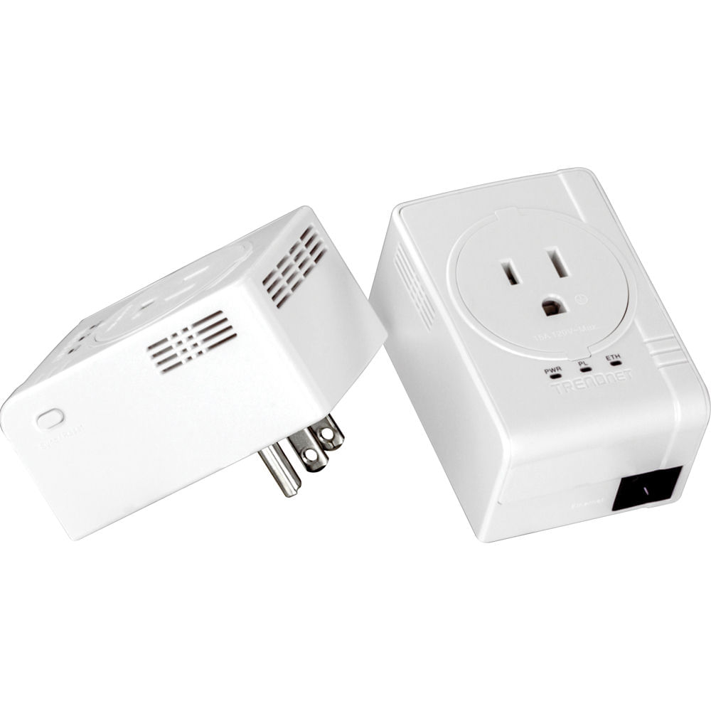 Adaptador Powerline TRENDnet TPL-407E2K 500 AV Nano con Toma de Corriente Integrada - Hasta 500Mbps,
