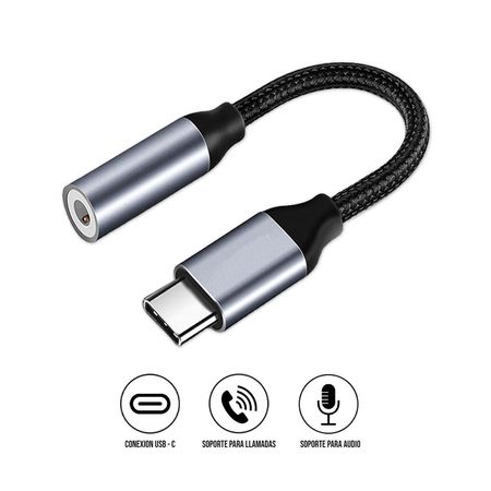 Cable Adaptador USB-C a 3.5mm TCEA-01 Negro-Gris