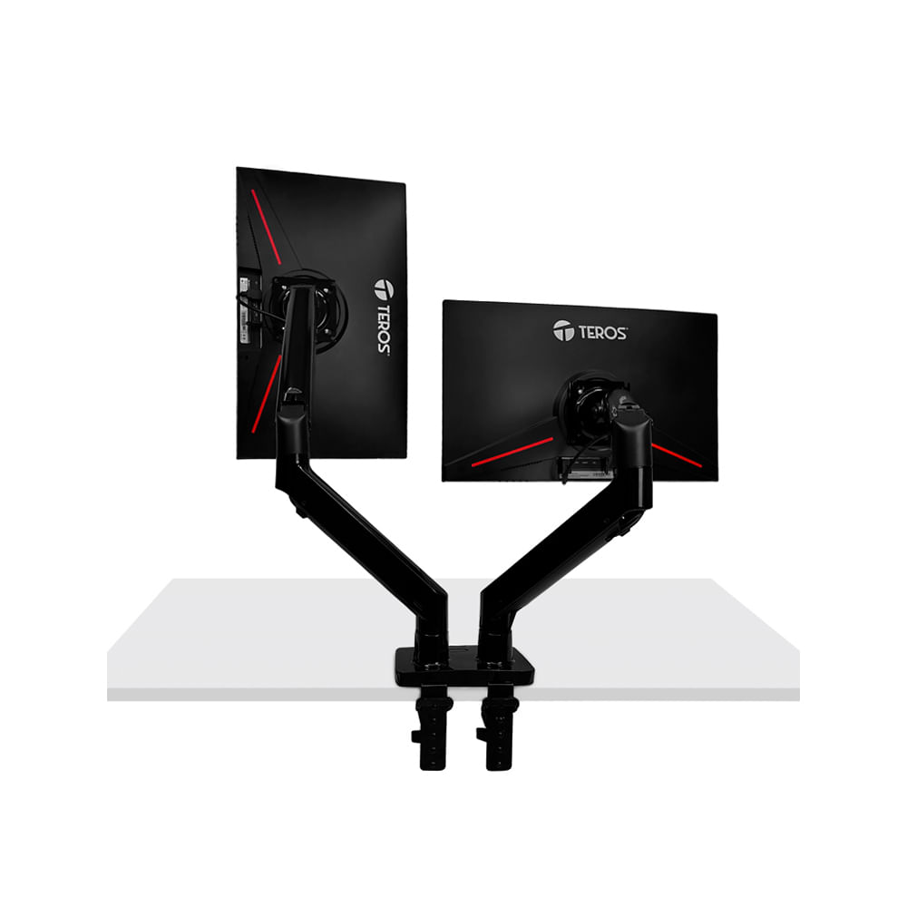 Rack para 2 monitores de 22 a 32 TEROS TE-7114 soporte ajustable y ergonómico ideal para oficin