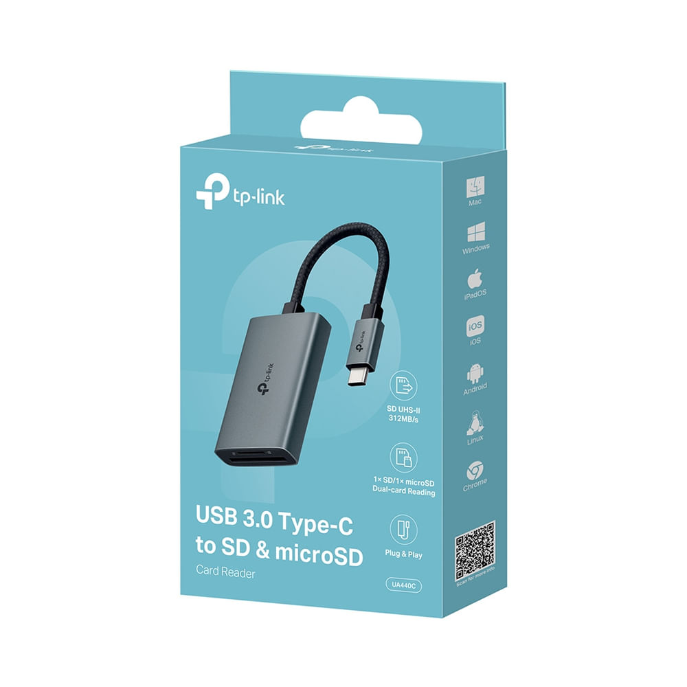 Adaptador TP-Link UA440C USB-C a SD transferencia ultrarrápida USB 3.0 compacto y versátil