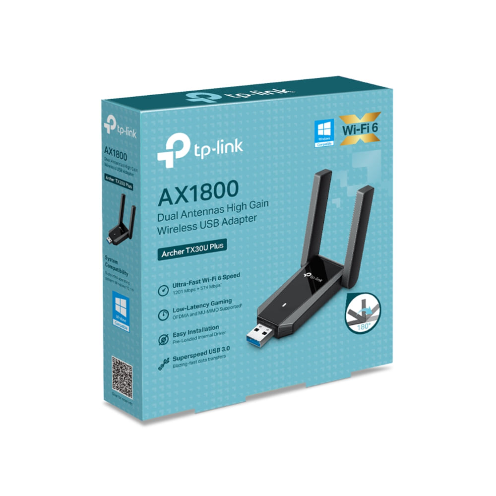 Adaptador WiFi TPLink Archer TX30U Plus AX1800 Doble Banda USB 30 Alta Velocidad y Conectivida
