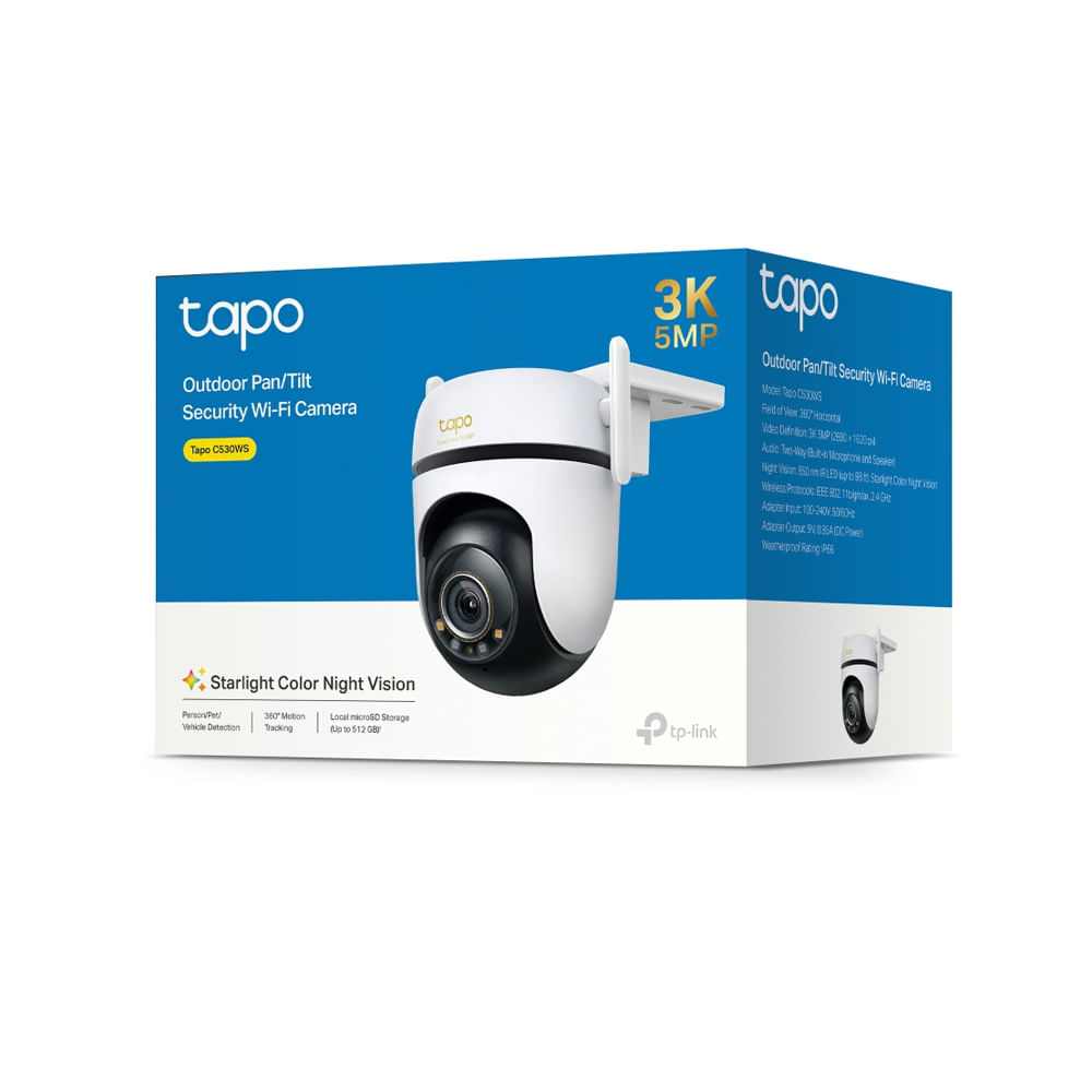 Cámara de vigilancia exterior TP-Link Tapo C530WS con función PanTilt y alta resolución