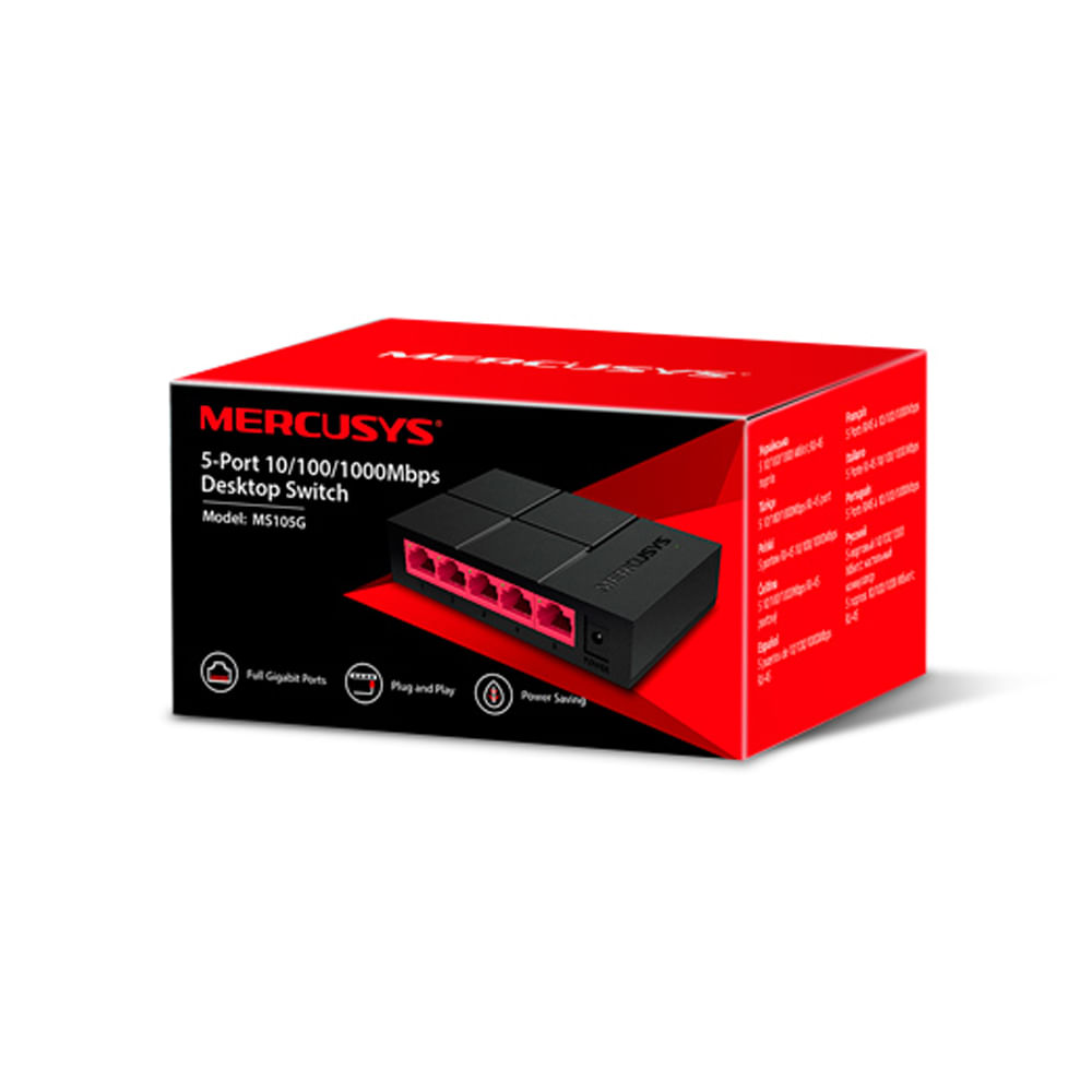 Conmutador Mercusys MS105G de 5 Puertos 101001000 Mbps - Ideal para Redes Sobremesa Compactas