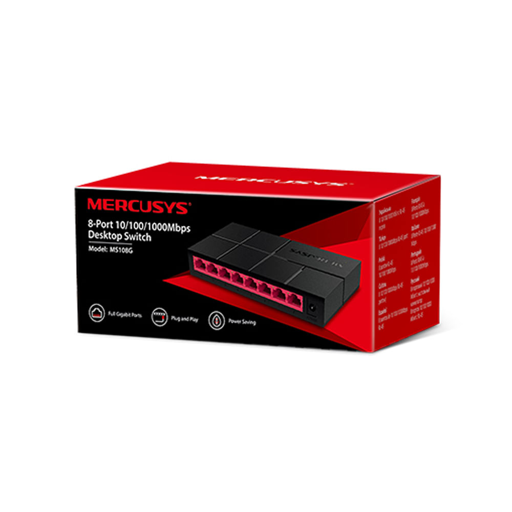 Conmutador Mercusys MS108G 8 Puertos 101001000 Mbps Sobremesa Ideal para Redes de Alta Velocidad