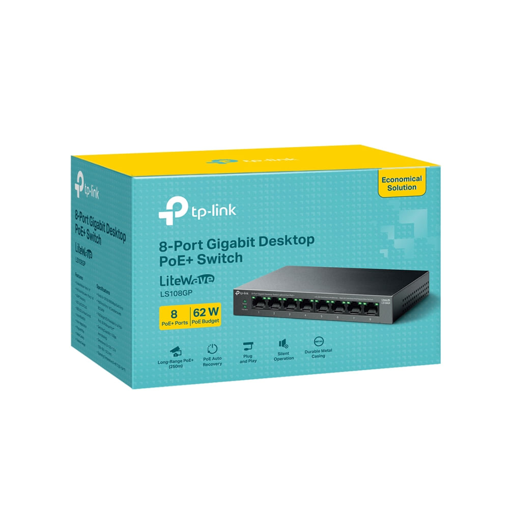 TP-Link LS108GP Switch Gigabit de 8 Puertos para Escritorio Ideal para Redes de Alto Rendimiento