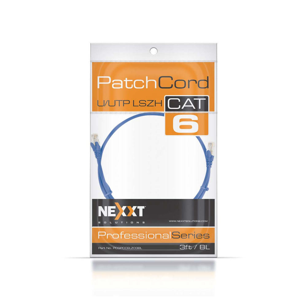 Cable de parche Nexxt Solutions UTP Cat6A 3ft azul LSZH alta velocidad