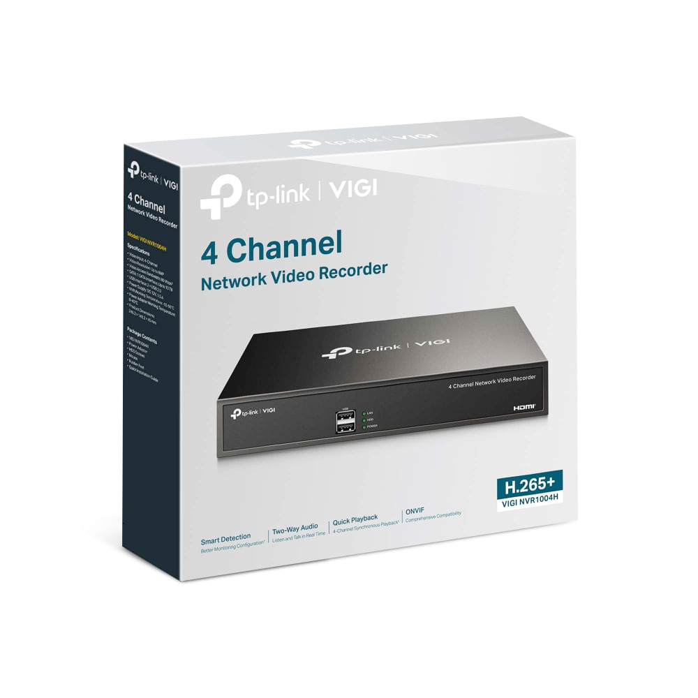 TPLink VIGI NVR1004H Grabador de Red para Cámaras 4 Canales Full HD 4MP Conectividad IP