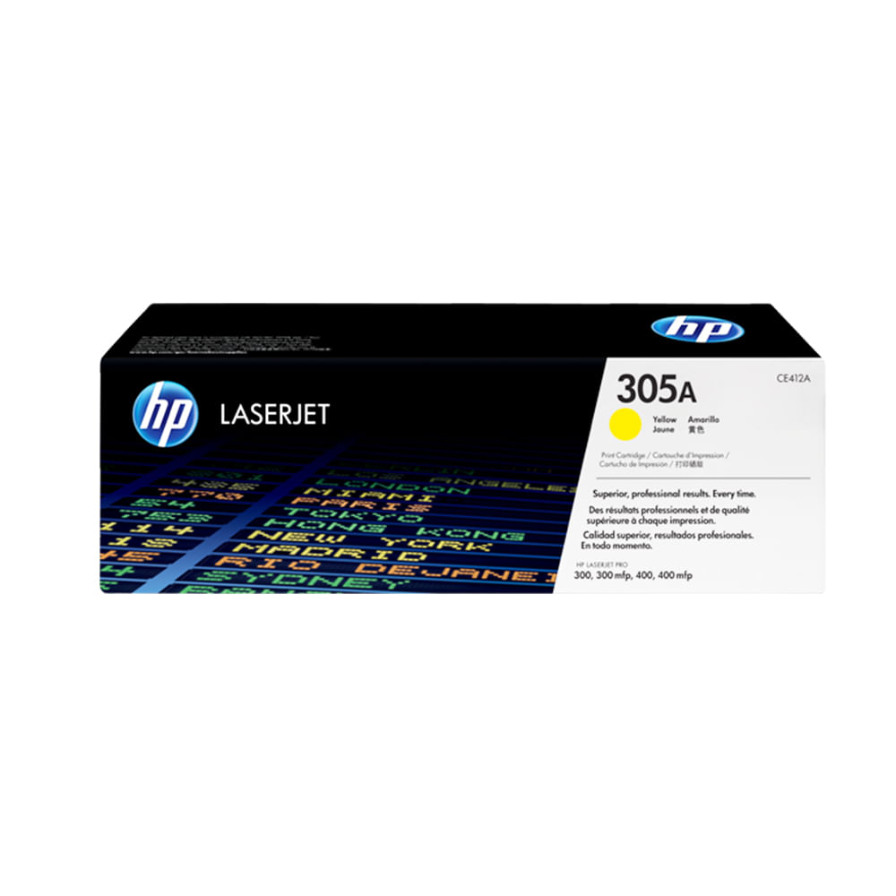 Tóner HP CE412A Amarillo 305A para Impresora LaserJet Pro 400 - 2600 Páginas de Alto Rendimiento