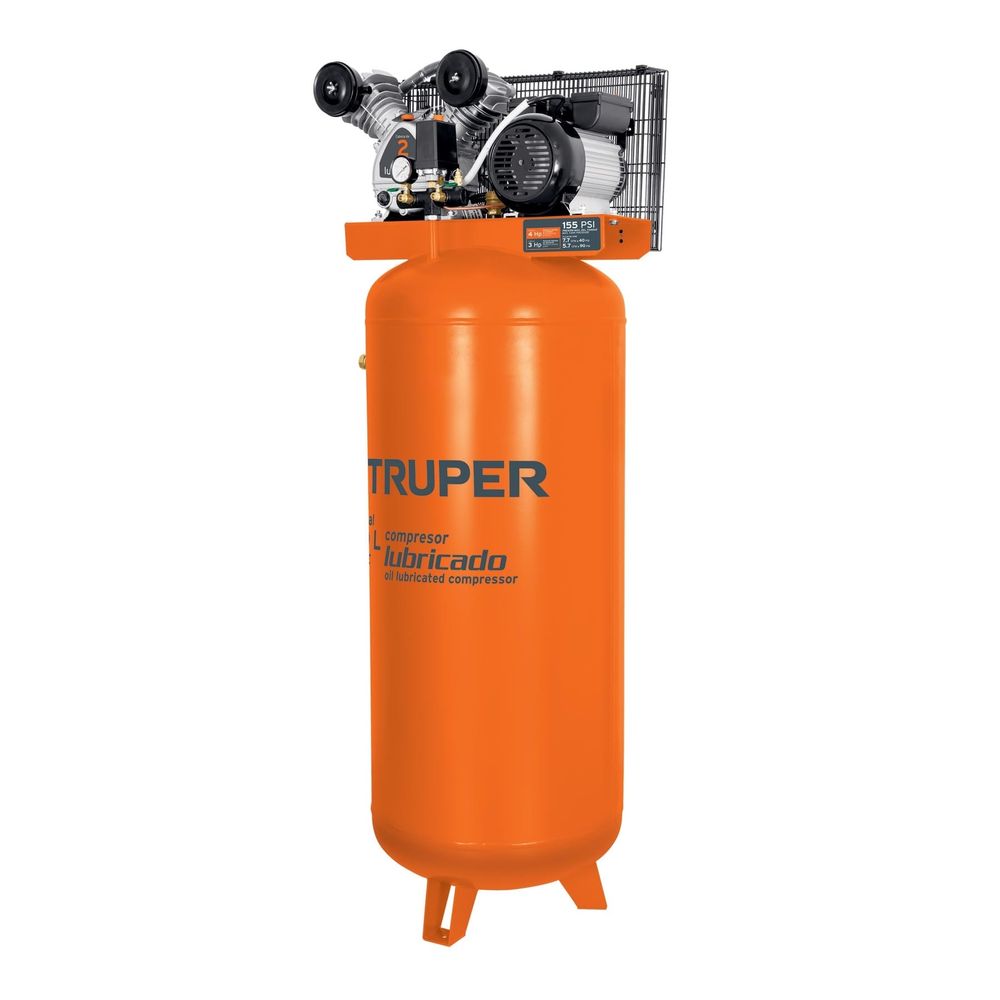 Compresora Vertical 240 Litros 4hp Truper Color Naranja Fase eléctrica Bifásica Frecuencia 60 Hz