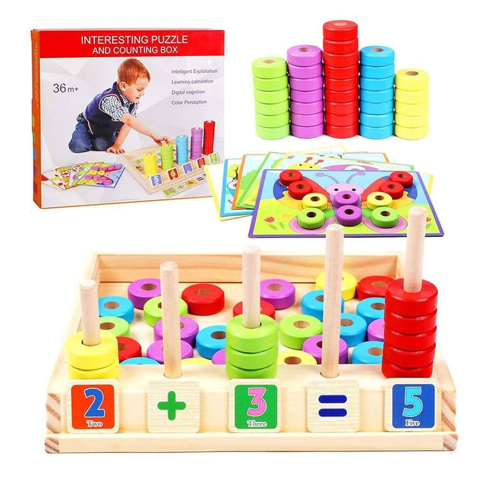 Juego didáctico rompecabezas y caja de conteo
