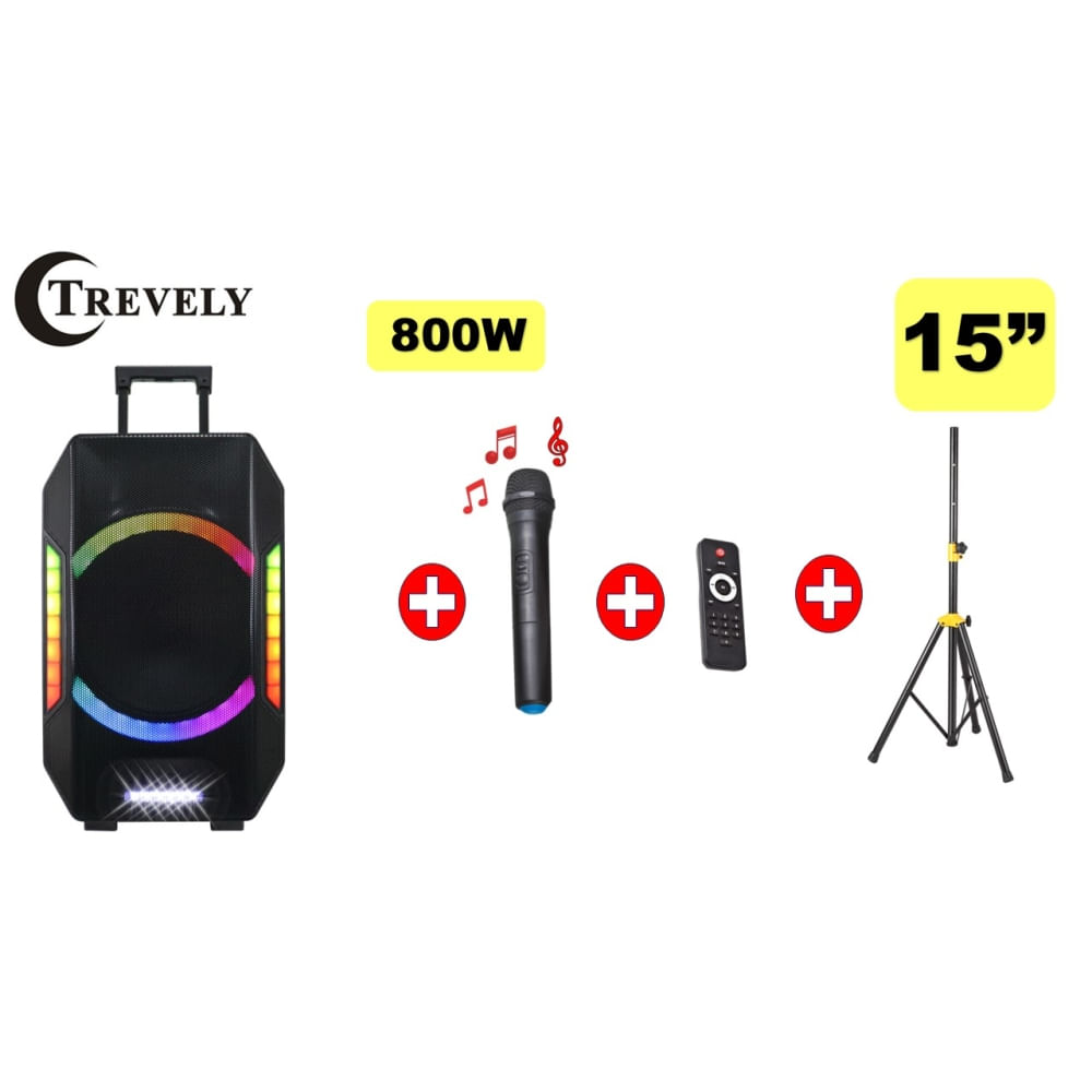 Parlante portatil 15" TREVELY TA-1592 -800W - Tripode