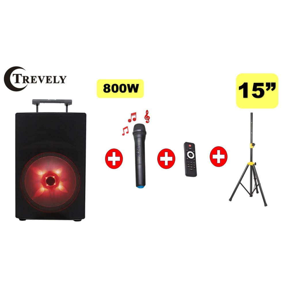 Parlante portatil 15" TREVELY TA-1584 -800W - Tripode