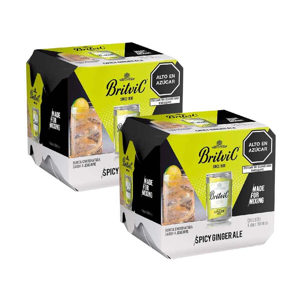 Pack Ginger Ale BRITVIC Paquete 4un Lata 150ml x 2un