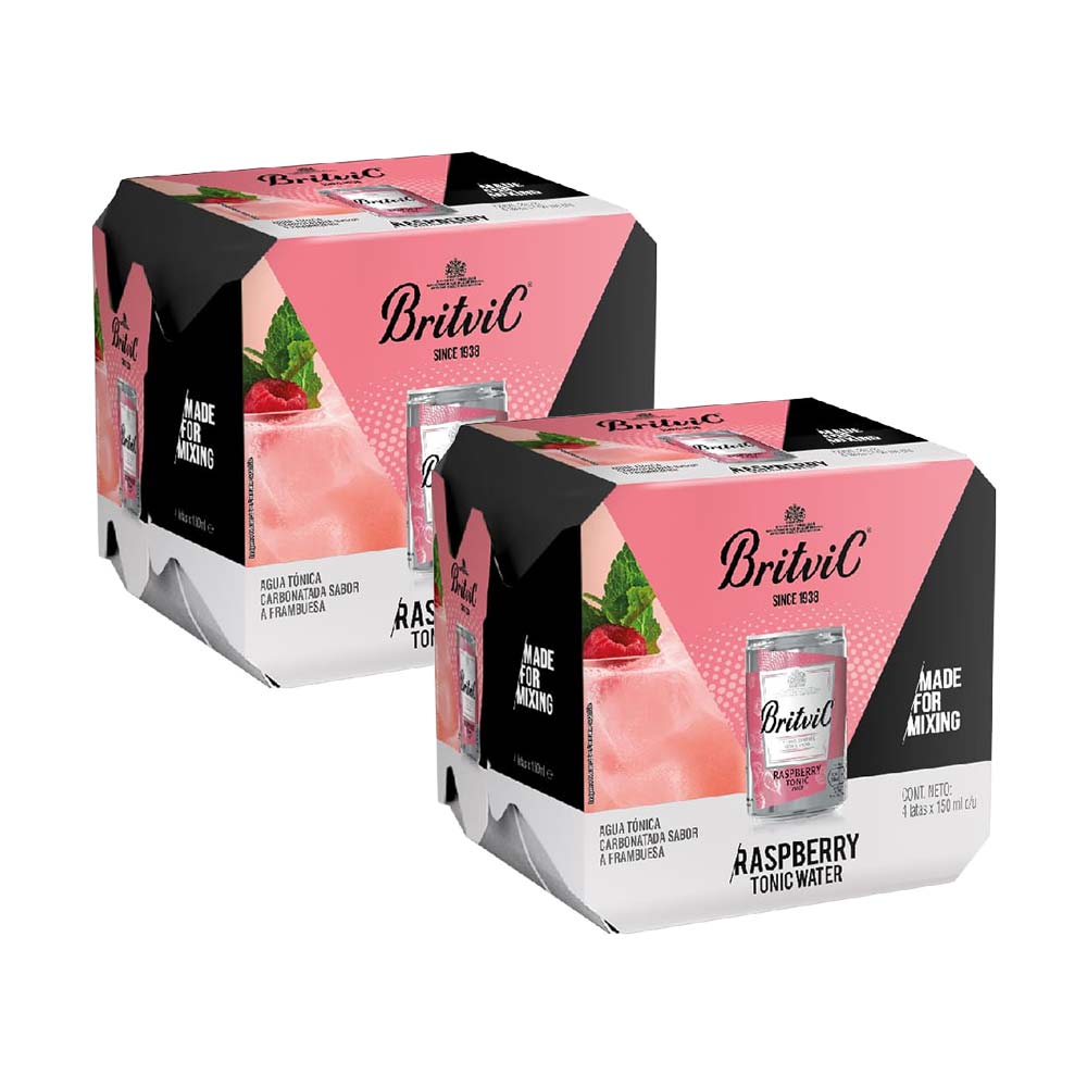 Pack Agua Tónica BRITVIC Raspberry Lata 150ml Paquete 4un x 2un