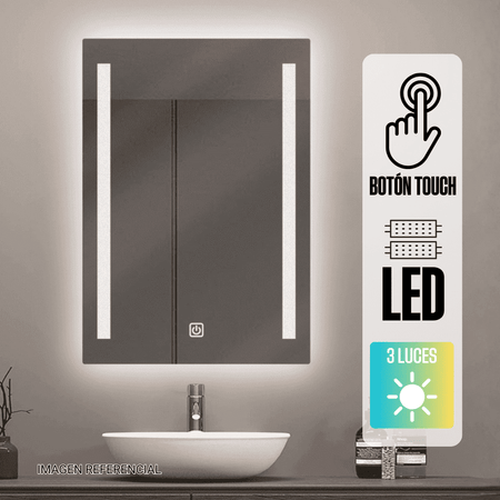 Espejo LED Vertical Orange 3 Colores 70x49cm Biselado