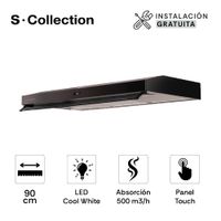 Campana Extractora Convencional 90cm S-Collection Slim Black Touch Free