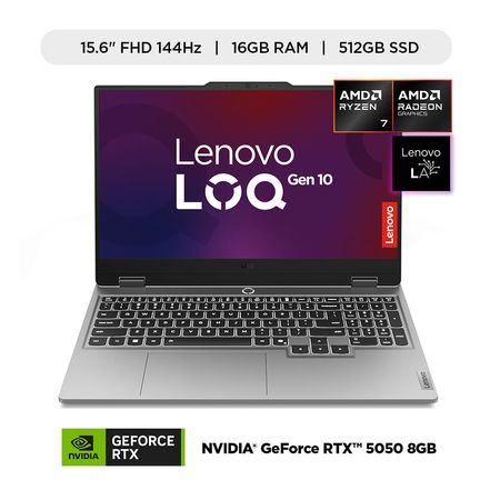 Laptop Gamer Lenovo LOQ AMD Ryzen 7 250 16GB RAM 512GB SSD RTX 5050 8GB 15.6