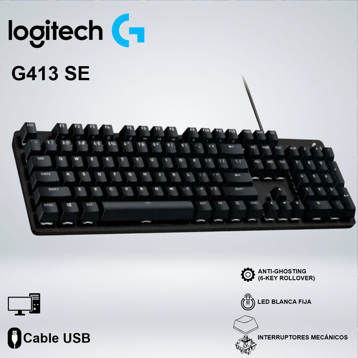TECLADO GAME G413 SE MECANICO PBT SWITCH TACTIL ALTA CALIDAD LUZ BLANC