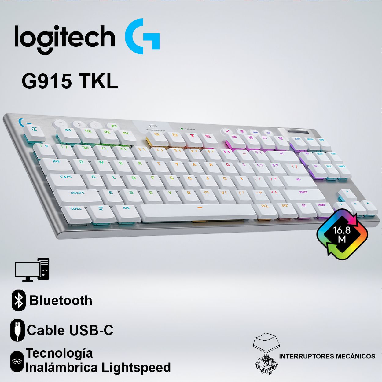 TECLADO G915 X LIGHTSPEED TKL RGB BLUETOOTH TECLAS PBT DOBLE DISPARO