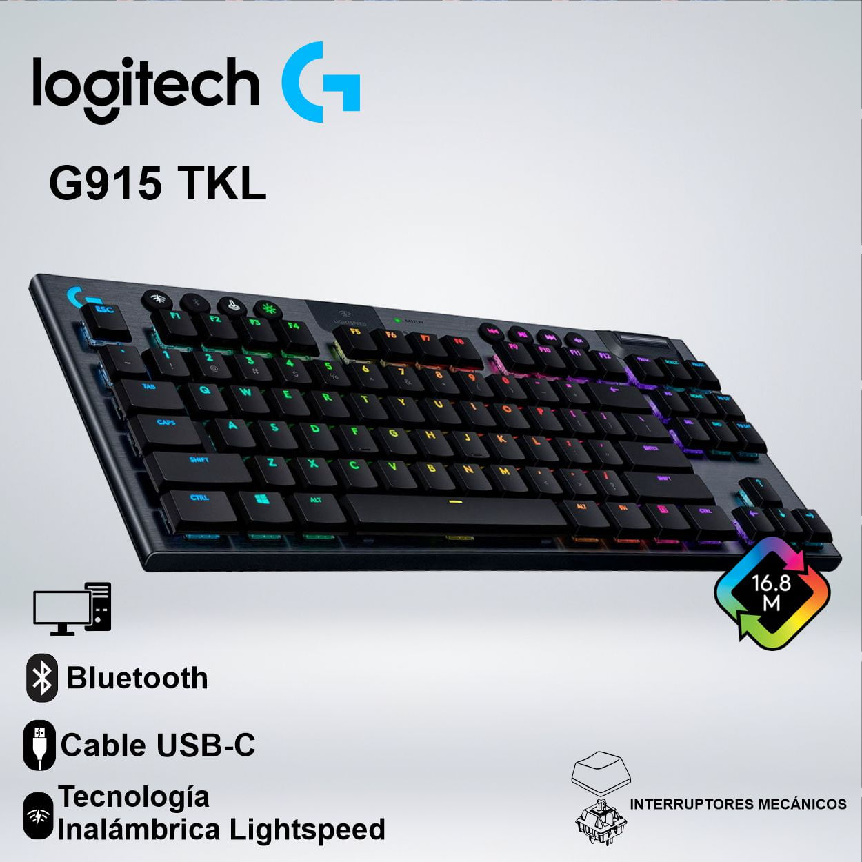 TECLADO G915 X LIGHTSPEED TKL RGB BLUETOOTH TECLAS PBT