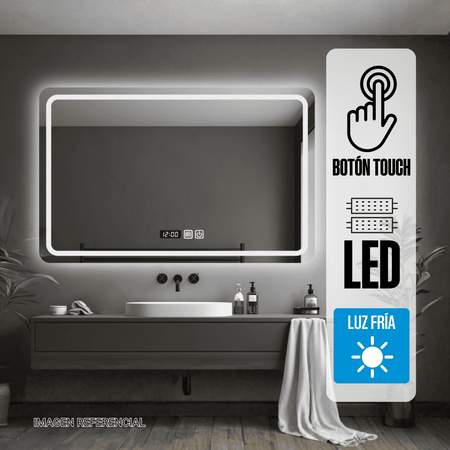 Espejo LED Orange Horizontal 110x70cm 4mm + Panel Digital Luz Blanca