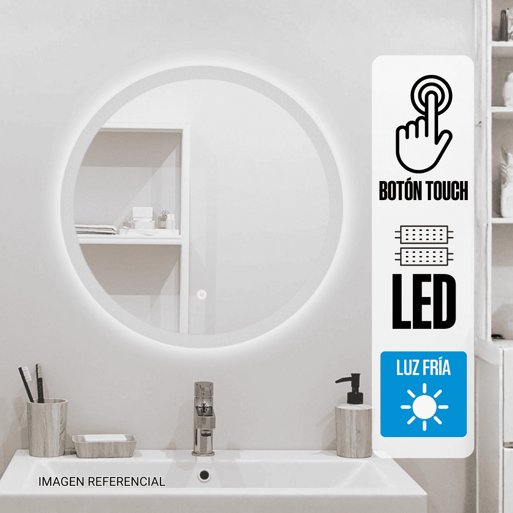 Espejo LED Orange Redondo 59x59cm 4mm Luz Posterior Blanca