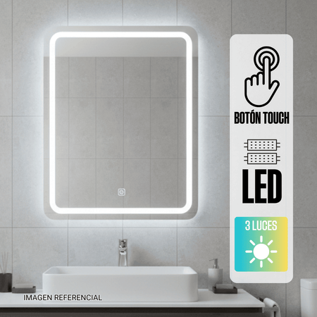 Espejo LED Vertical Orange 60x80cm Biselado 3 Colores