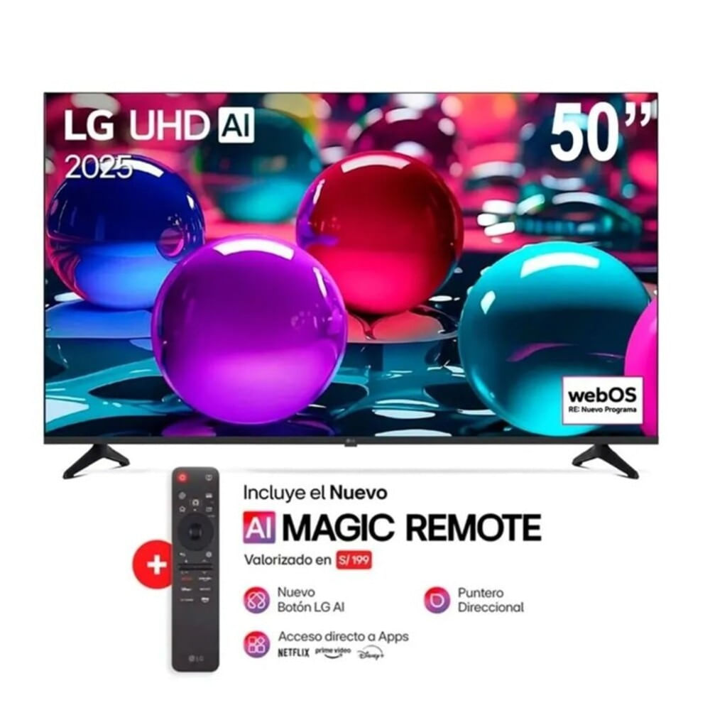 Televisor LG 50" UHD 4K Smart TV Año 2025 Con Magic Remote 50UA7300PSB