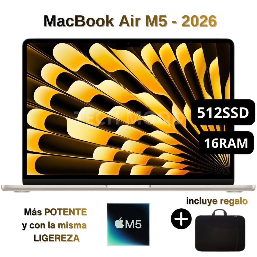 MacBook Air Apple de 13" | Chip M5 | 16GB RAM + 512GB SSD | Teclado Inglés - Starlight