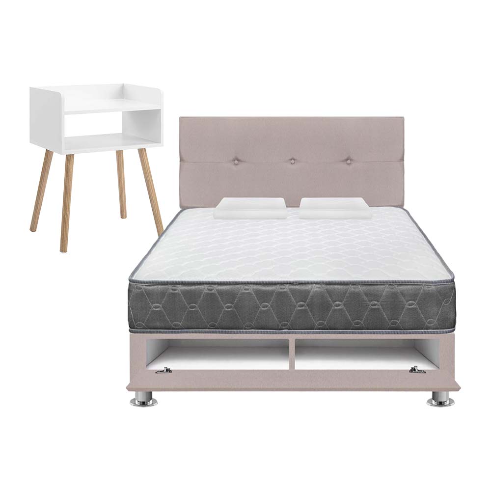 Pack Dormitorio Sabanera FORLI Acqua 2 Plzs + Sofá Cama + Velador VIVA HOME Amelie 55cm