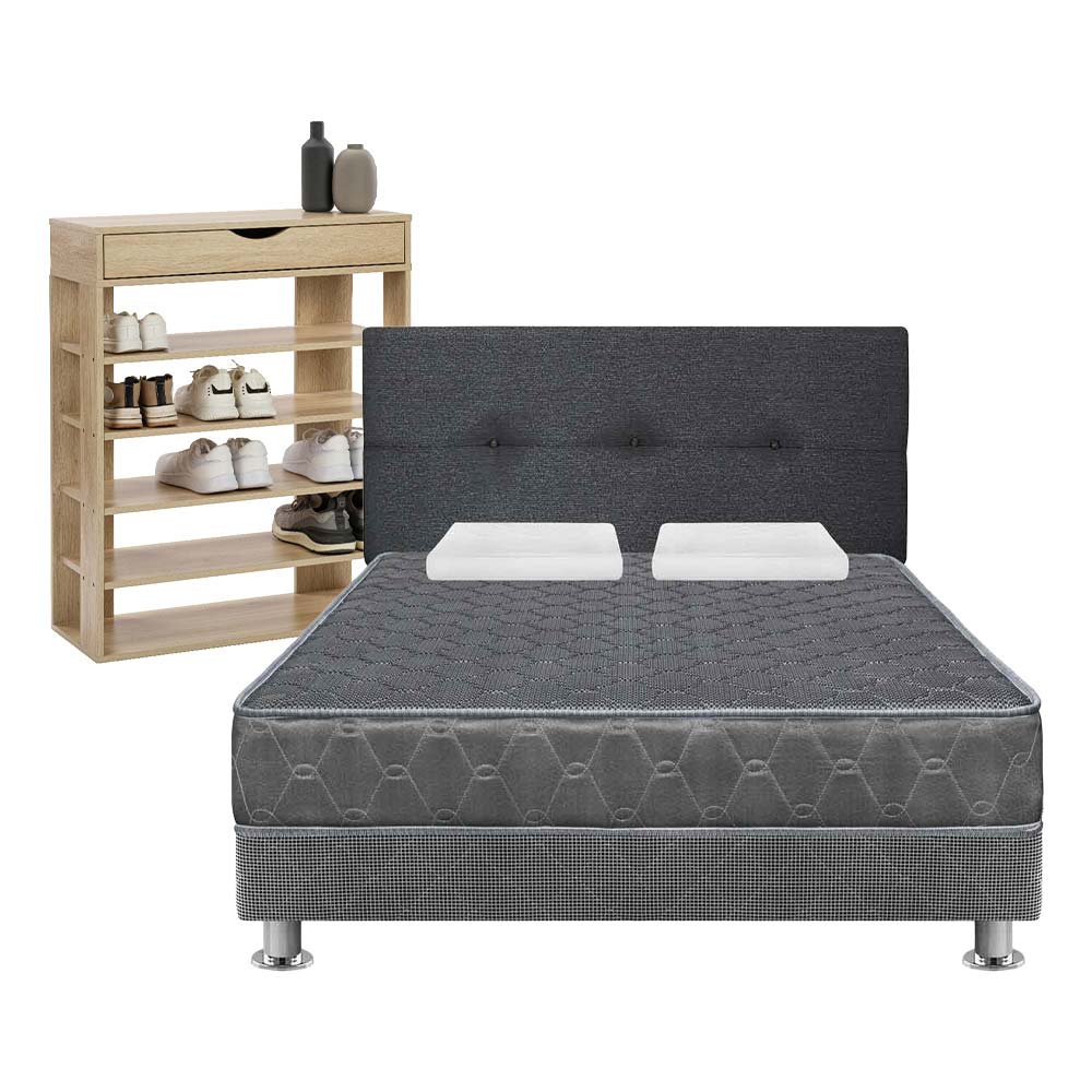 Pack Dormitorio FORLI Acqua 2 Plzs + Sofá Cama + Zapatera VIVA HOME Repisa 1 Cajón