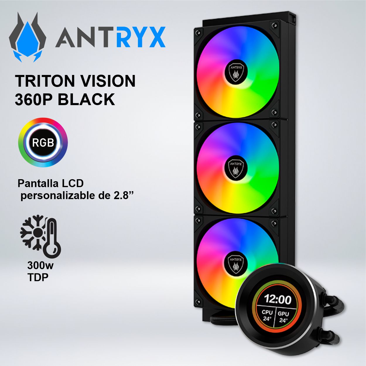 SISTEMA DE ENFRIAMIENTO LIQUIDO ANTRYX TRITON VISION 360P BLACK ARGB