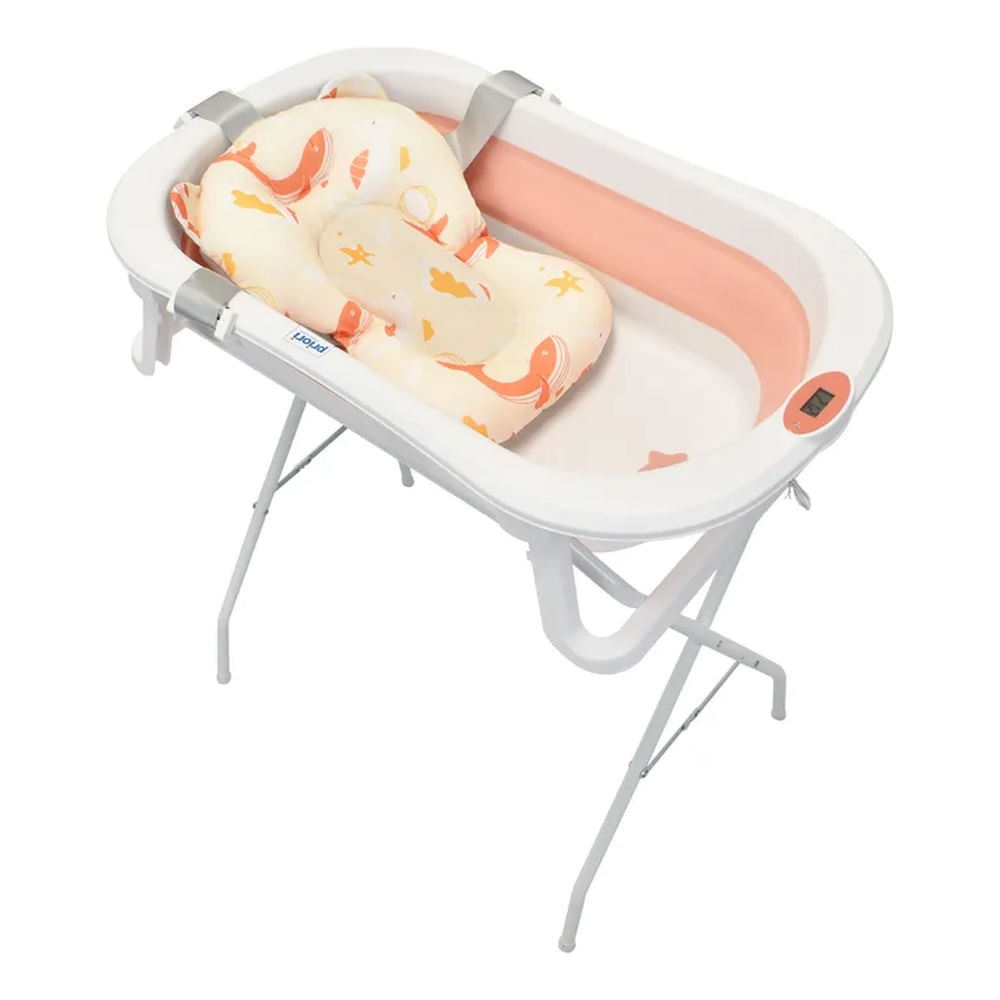 Bañera Para Bebé Plegable Priori Stand Rosa