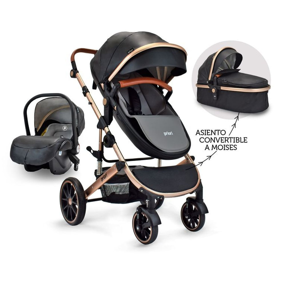 Coche Para Bebé Moises 3 en 1 Priori Milo Ts Negro