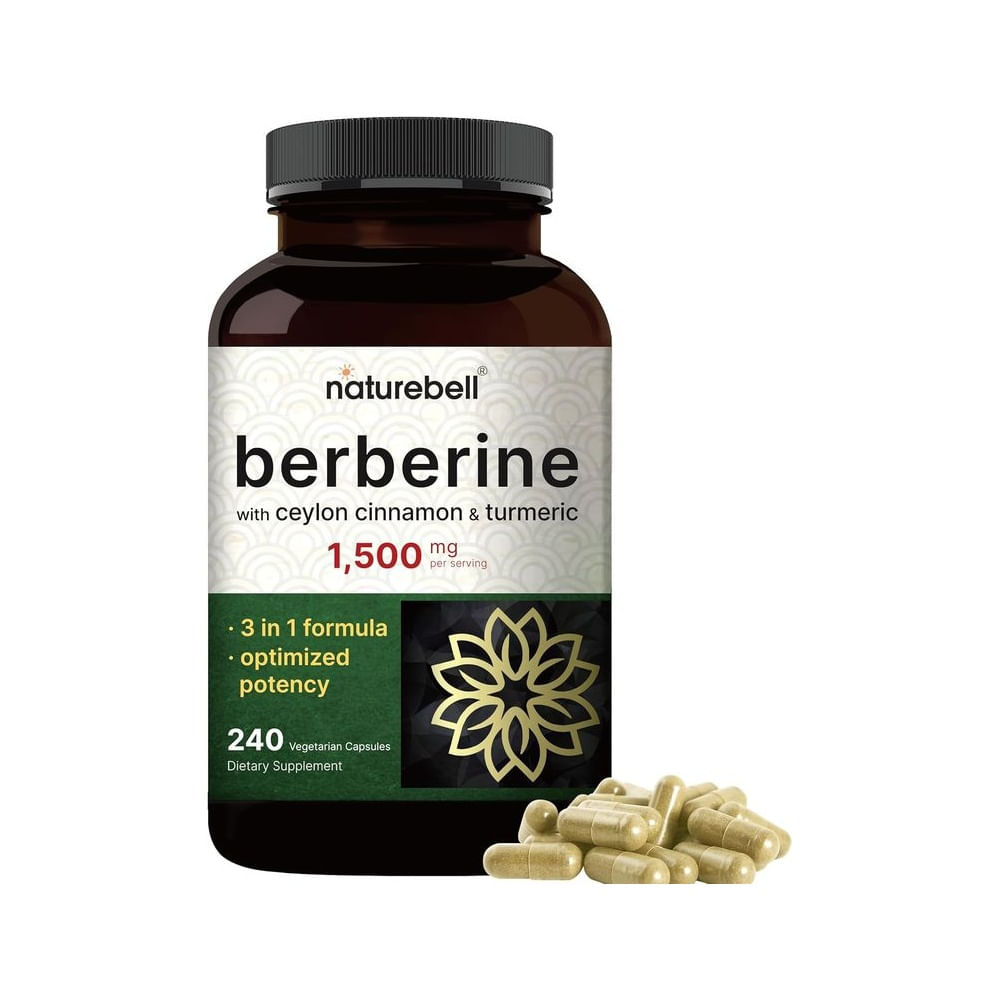 Berberina de 1500 mg con canela de Ceilán y raíz de cúrcuma